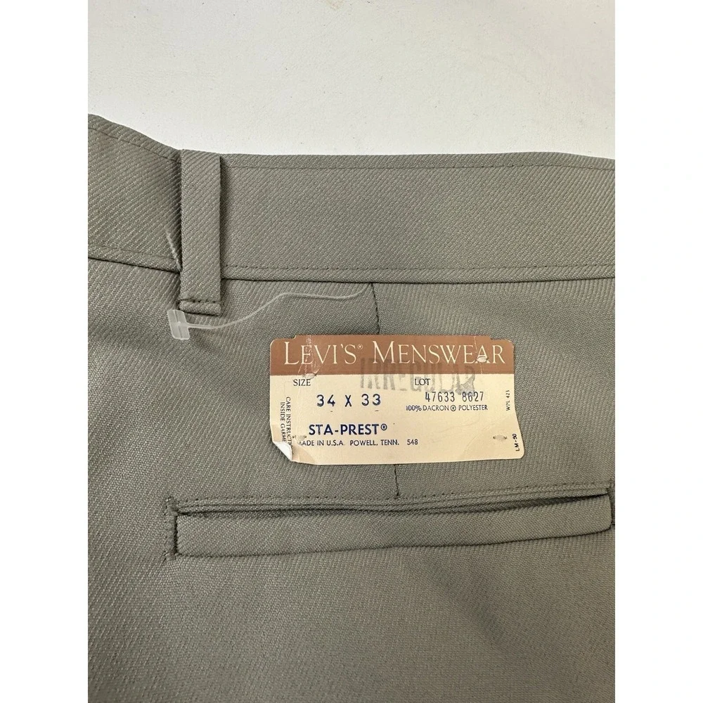 Levis Pants Mens‎ Size 34x33 Beige Action Slacks Pants NWT Vintage Sta-prest